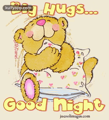 Teddy Bear Laying On Pillow Big Hugs Good Night GIF