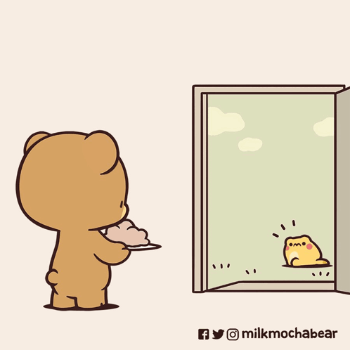 Teddy Bear Looking Out Window Milkmochabear GIF