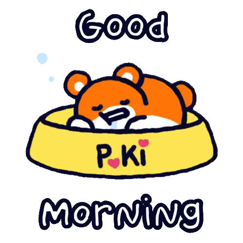 Teddy Bear Lying In Yellow Bowl Good Morning Sticker