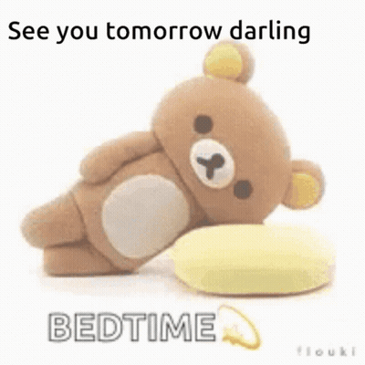 Teddy Bear Lying On Pillow Bedtime GIF