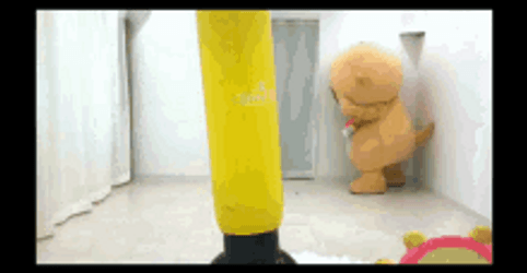 Teddy Bear Mascot Kick GIF