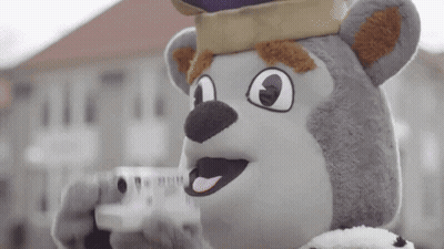 Teddy Bear Mascot Taking Picture With Camera