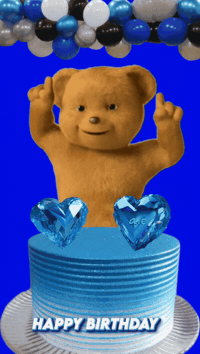 Teddy Bear Middle Finger On Happy Birthday Cake GIF