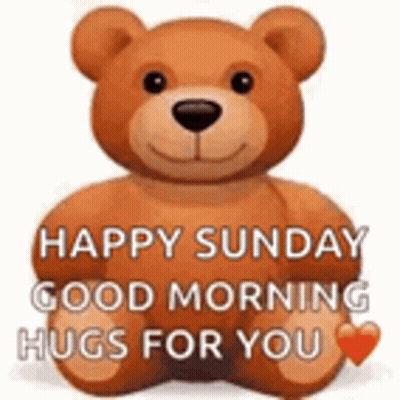 Teddy Bear Next To Heart Saying Happy Sunday GIF