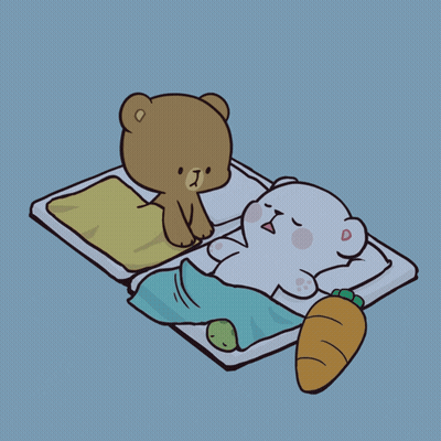 Teddy Bear Next To Sleeping Bear GIF