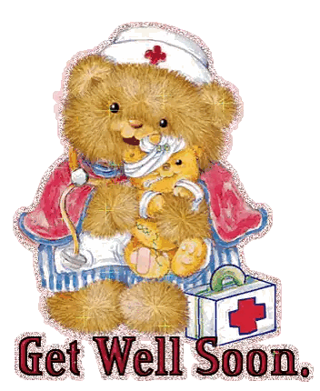 Teddy Bear Nurse Holding Bandaged Teddy Get Well Soon Sticker