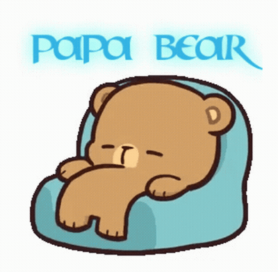Teddy Bear On Blue Pillow Saying Papa Bear GIF