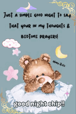 Teddy Bear On Pillow Saying Good Night GIF
