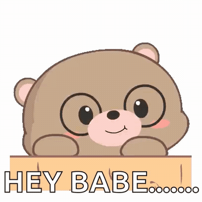 Teddy Bear Peeking Out Of Box Saying Hey Babe GIF
