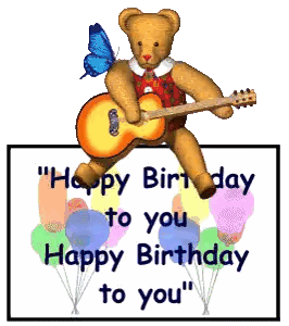 Teddy Bear Playing Guitar With Butterfly Sticker