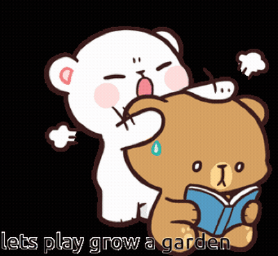 Teddy Bear Reading Book Let's Play Grow A Garden GIF