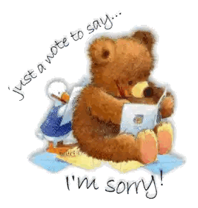 Teddy Bear Reading Sorry Note Sticker