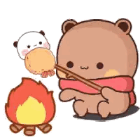 Teddy Bear Roasting Marshmallows Sticker