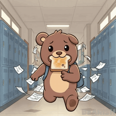 Teddy Bear Running With Toast GIF