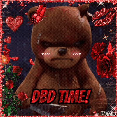 Teddy Bear Saying Dbd Time In Red GIF