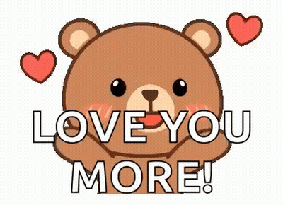 Teddy Bear Saying I Love You More With Hearts GIF