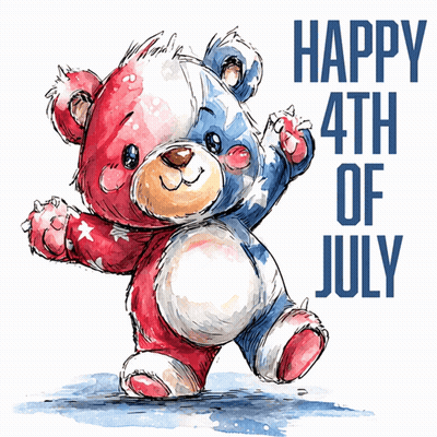 Teddy Bear Says Happy 4Th Of July GIF