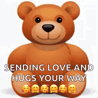 Teddy Bear Sending Love And Hugs With Smiley Paws GIF