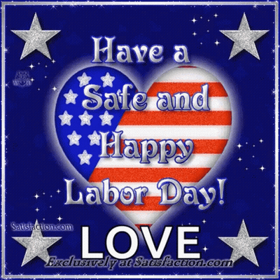 Teddy Bear Sitting In Front Of Blue Heart Labor Day Have A Relaxing Day With Love Fun And Laughter GIF