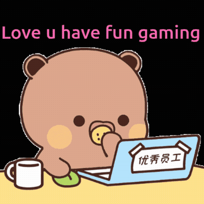 Teddy Bear Sitting In Front Of Laptop Love U Have Fun Gaming GIF