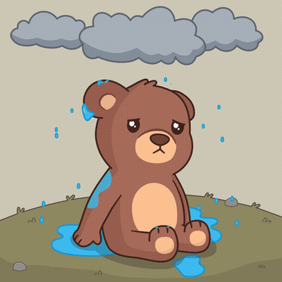 Teddy Bear Sitting In Puddle GIF