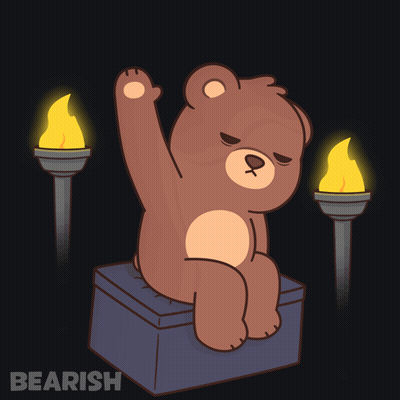Teddy Bear Sitting On Box Saying Bearish GIF