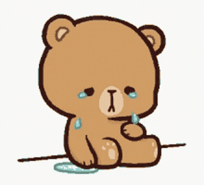 Teddy Bear Sitting On Ground With Tears GIF
