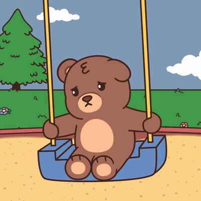 Teddy Bear Sitting On Swing With E GIF