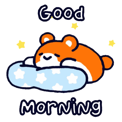 Teddy Bear Sleeping On Cloud Good Morning Sticker