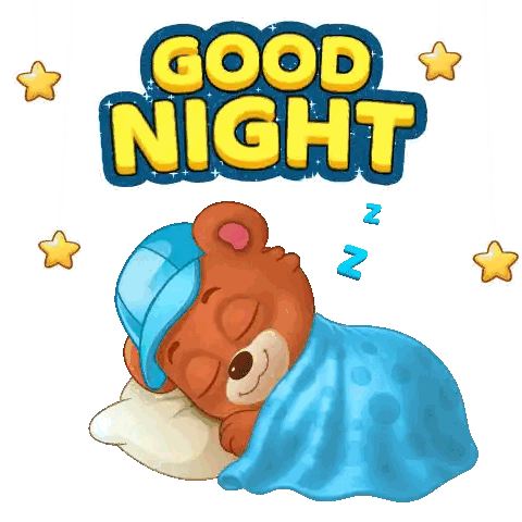 Teddy Bear Sleeping Under Blue Blanket Sticker