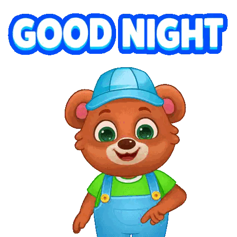 Teddy Bear Sleeping With Good Night Sticker
