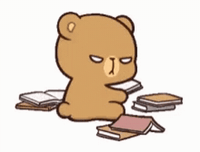 Teddy Bear Smoking Cigarette Surrounded By Books GIF