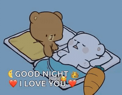 Teddy Bear Standing Next To Sleeping Teddy Good Night Babe I Love You GIF