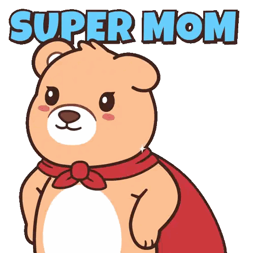 Teddy Bear Super Mom Cape Sticker