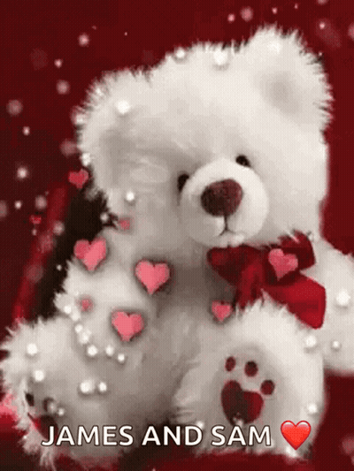 Teddy Bear Surrounded By Hearts James And Sam GIF
