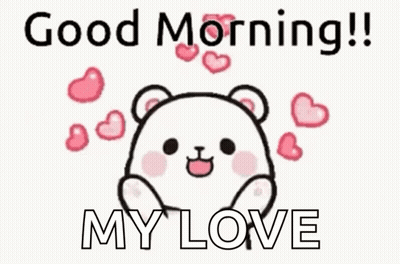 Teddy Bear Surrounded By Hearts Saying Good Morning My Love GIF
