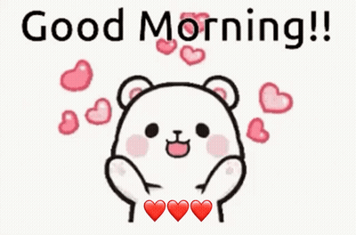 Teddy Bear Surrounded By Hearts Saying Good Morning GIF