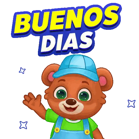 Teddy Bear Waving Buenos Dias Sticker