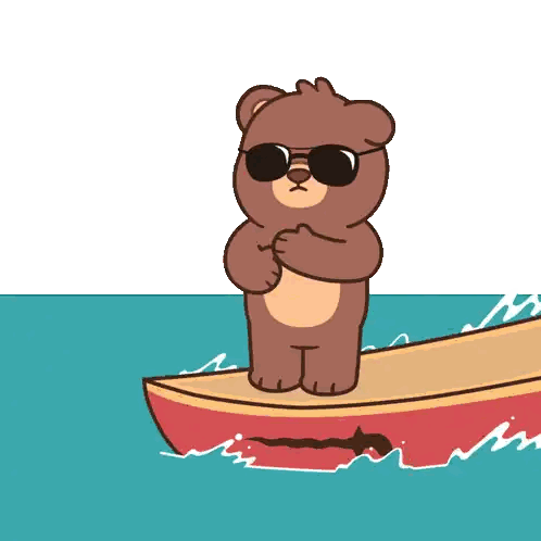 Teddy Bear Wearing Sunglasses On Surfboard Sticker