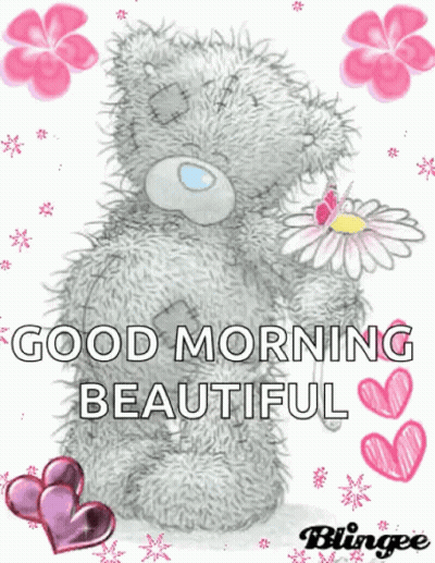 Teddy Bear With Flower Good Morning Beautiful GIF