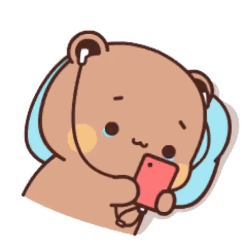 Teddy Bear With Headphones Holding Phone Sticker