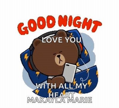Teddy Bear With Headphones Saying Good Night GIF