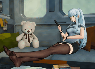 Teddy Bear With Heart Next To Girl On Couch GIF