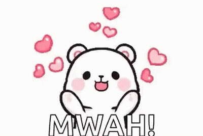 Teddy Bear With Hearts And Mwah GIF
