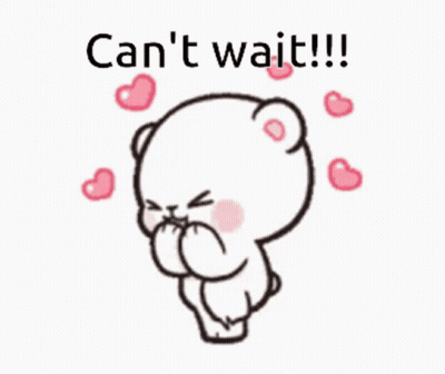Teddy Bear With Hearts Saying Can't Wait GIF