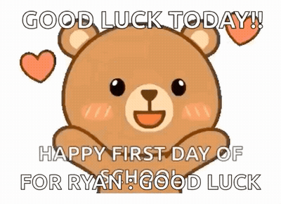 Teddy Bear With Hearts Saying Good Luck Ryan