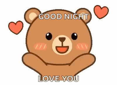 Teddy Bear With Hearts Saying Good Night Love You GIF