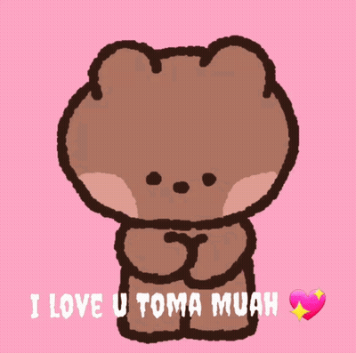 Teddy Bear With Hearts Saying I Love U Toma Muah GIF