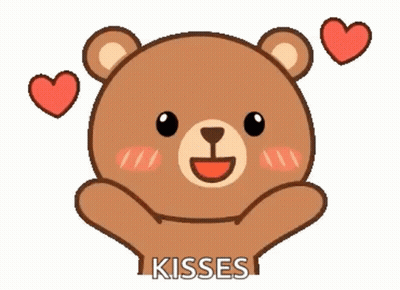 Teddy Bear With Hearts Saying Kisses GIF