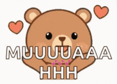 Teddy Bear With Hearts Saying Muuuaaa Hhh GIF